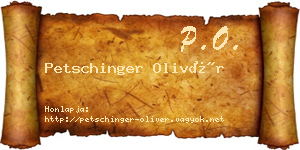Petschinger Olivér névjegykártya
